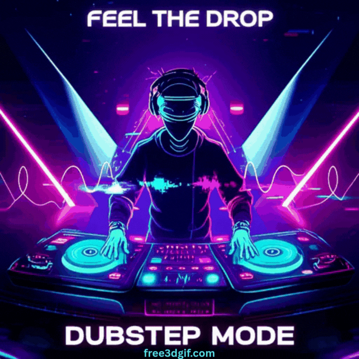 Futuristic DJ Dubstep GIF – 3D Animation with Neon Bass Drops